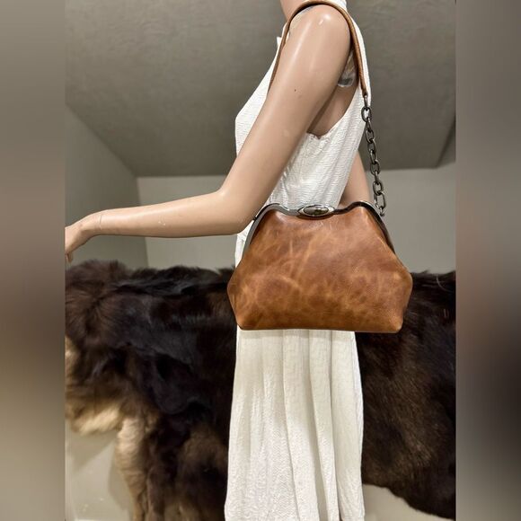 Crazy Horse Cowhide Handmade Custom Frame Push Lock Handbag/Multi Use Style - Picture 2 of 16